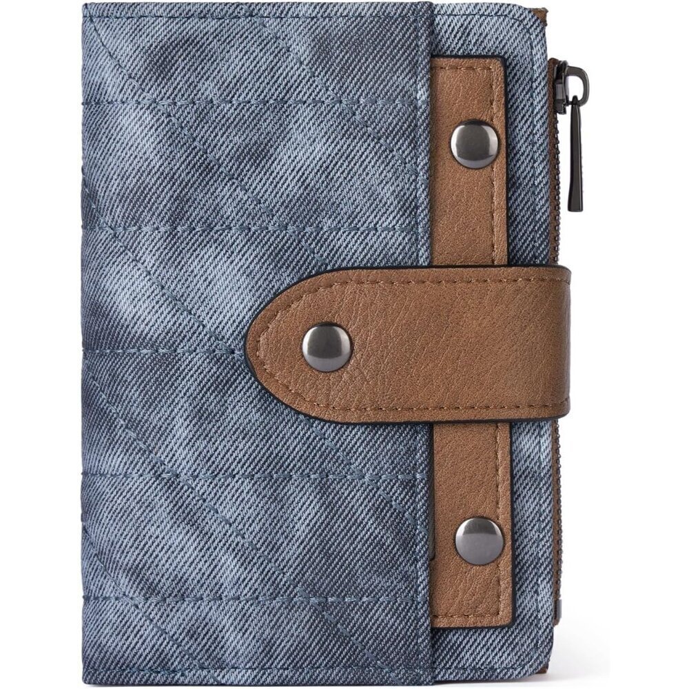 Leather Slim Wallet for Women Bifold Card Holder Organizer with Removable ID